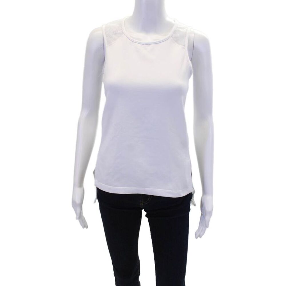 Heroine Sport Womens Mesh Back Crew Neck Sleeveless Tank Top White Size XS
